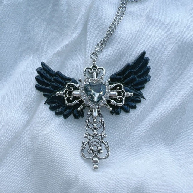 Angel Wing Heart Pendant Necklace Bowlift