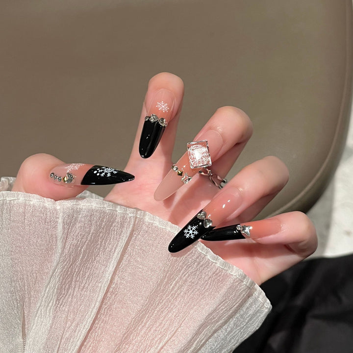 Decorative Press-On Nails with Gem Accents Bowlift