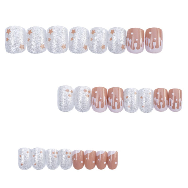 Glittering artificial nails with playful drop design Bowlift
