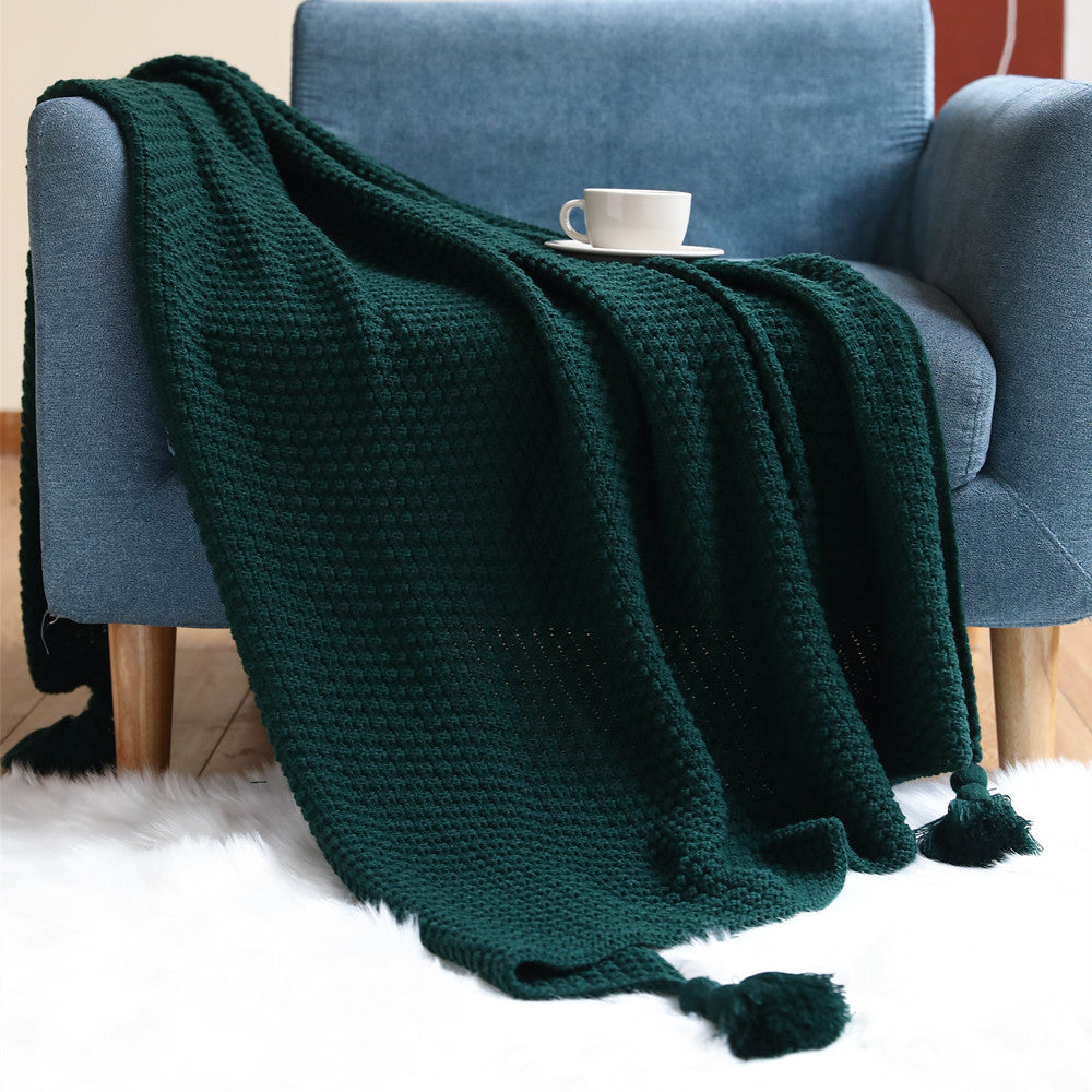 Women’s knitted blanket with decorative tassels Bowlift