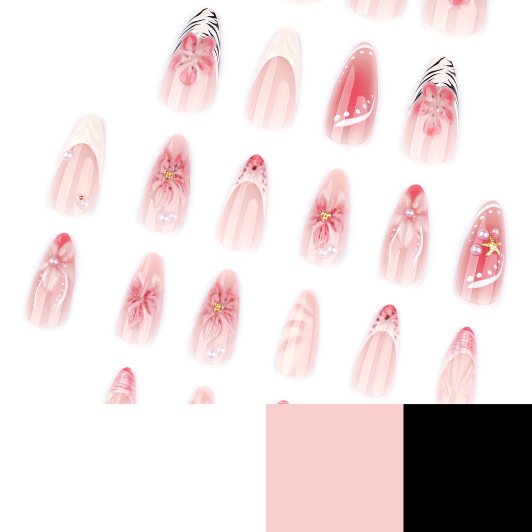 Artistic Nail Art with Floral and Elegant Accents Bowlift