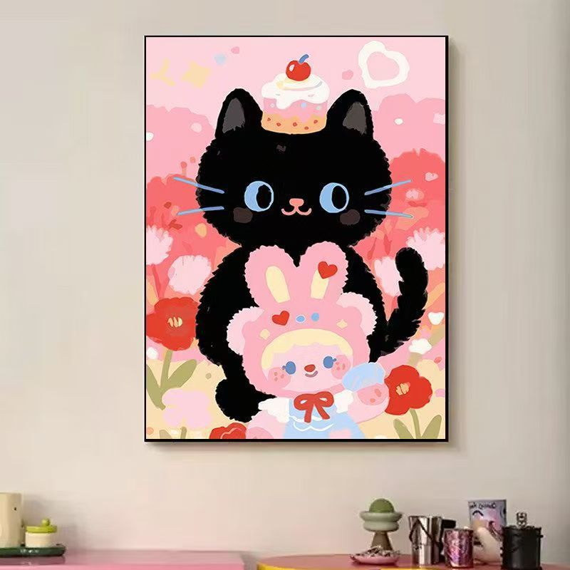 Playful Cat-Themed Illustration Wall Art Bowlift