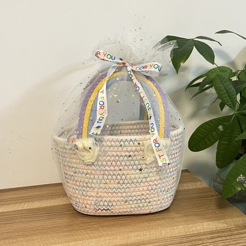 Women's handmade basket bag with color-coordinated handle accents Bowlift