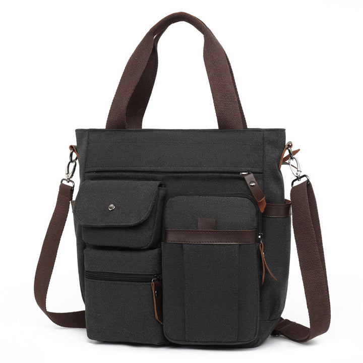 Multi-Pocket Canvas Tote Bag Bowlift
