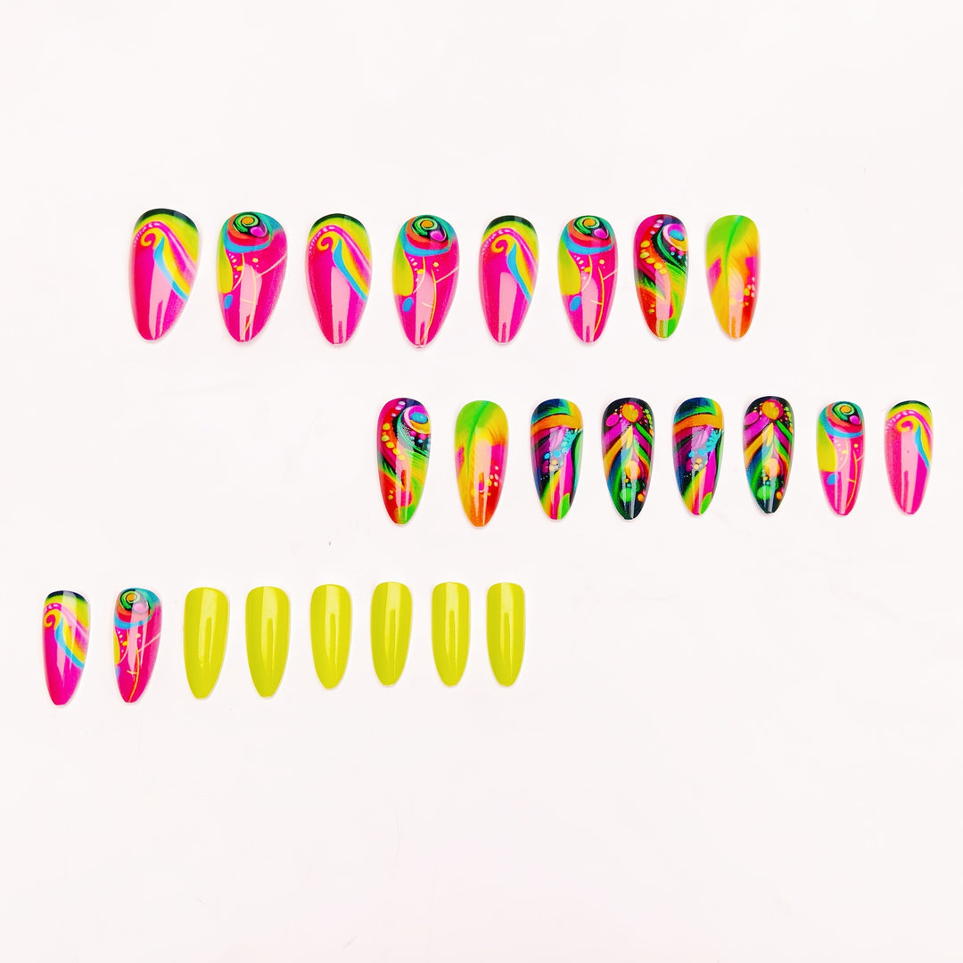 Creative artificial nails with neon pattern Bowlift