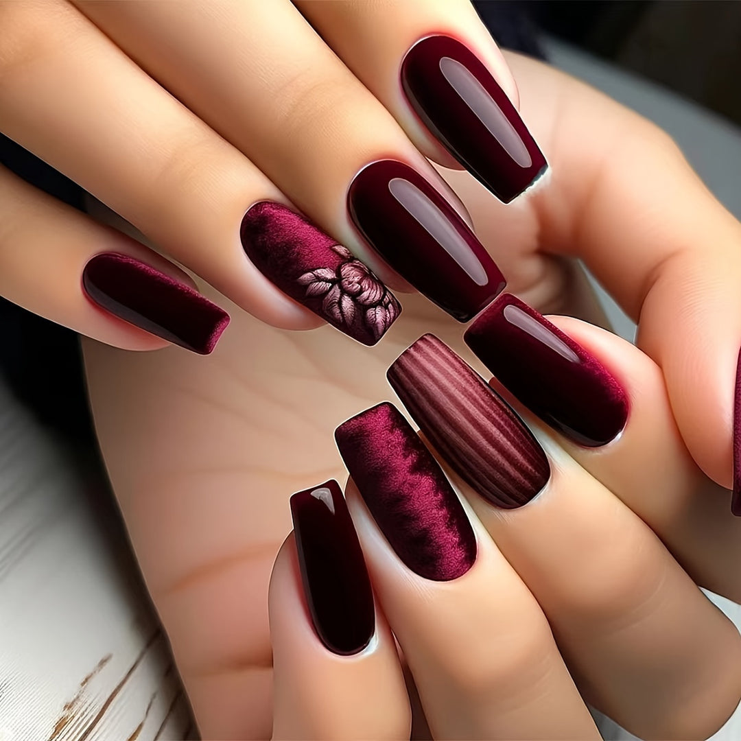 Floral Art Acrylic Nail Set Bowlift