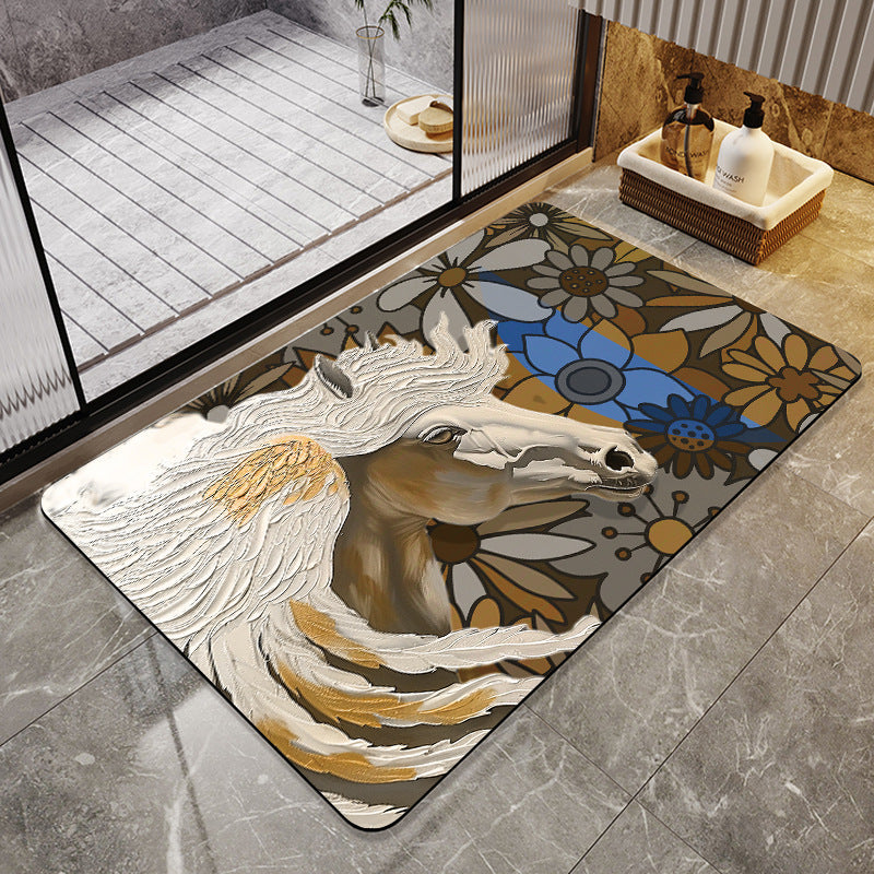Artistic Horse-Themed Bath Mat Bowlift 1788245763
