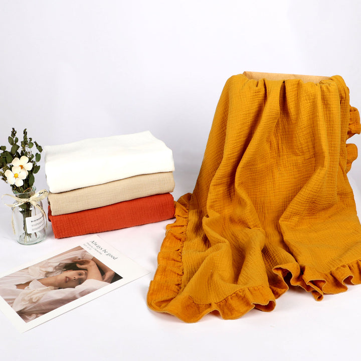 Soft Muslin Blanket with Ruffled Edges Bowlift
