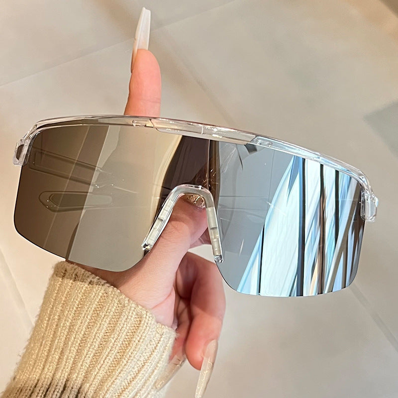 Unisex nan sporty shield sunglasses with continuous visor glass and non-slip nose pads Bowlift