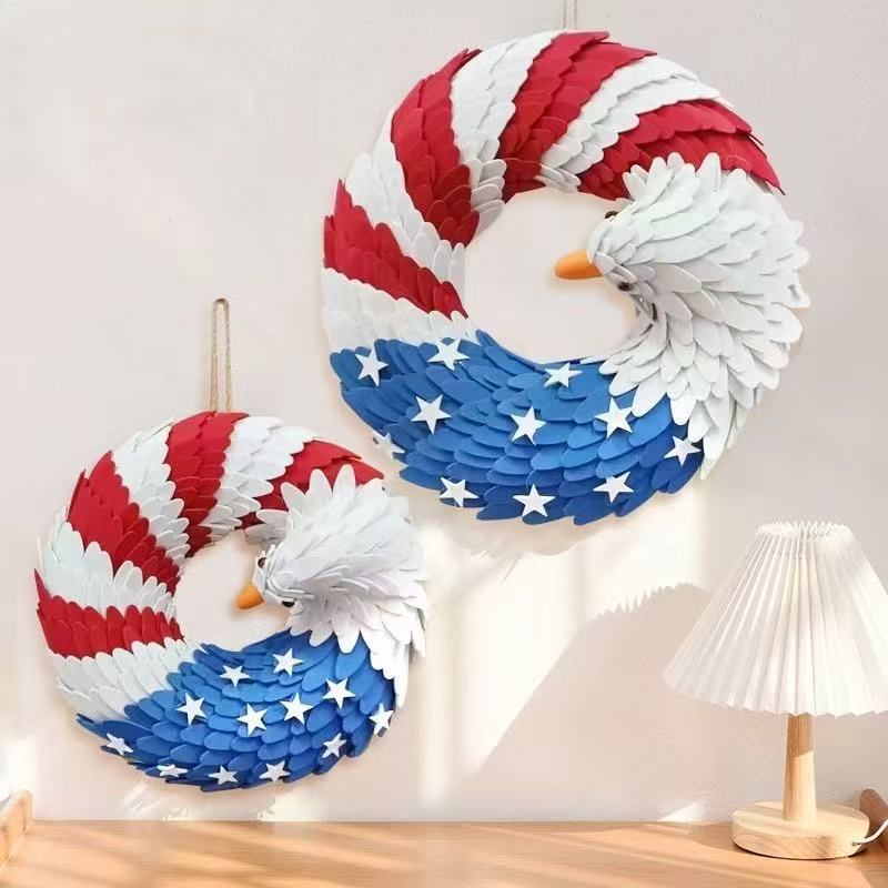 Unisex nan layered feather eagle door wreath with star accents Bowlift