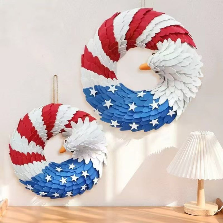 Unisex nan layered feather eagle door wreath with star accents Bowlift