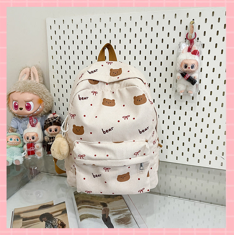 Cute Bear Print Backpack Bowlift
