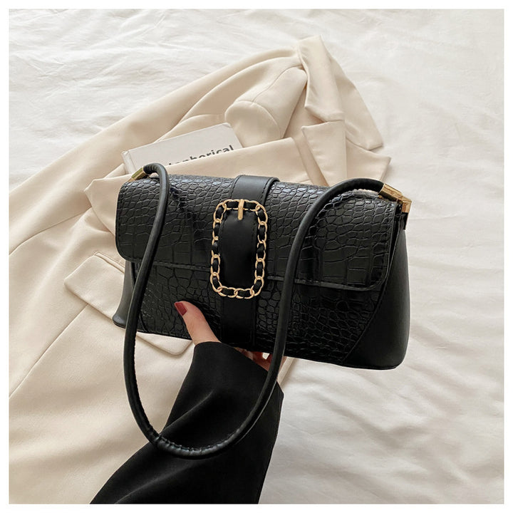 Crocodile Patterned Chain Strap Handbag Bowlift