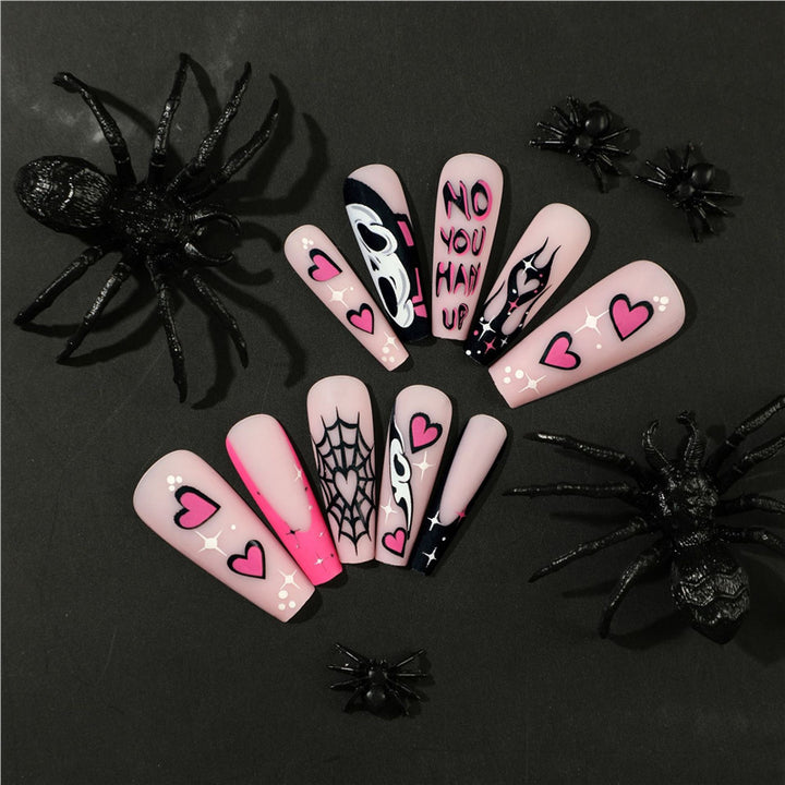 Artistic Halloween-Themed Press-On Nail Set Bowlift