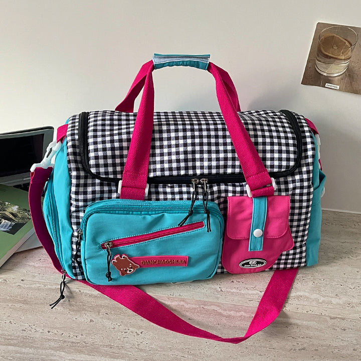 Stylish Gingham Duffle Bag