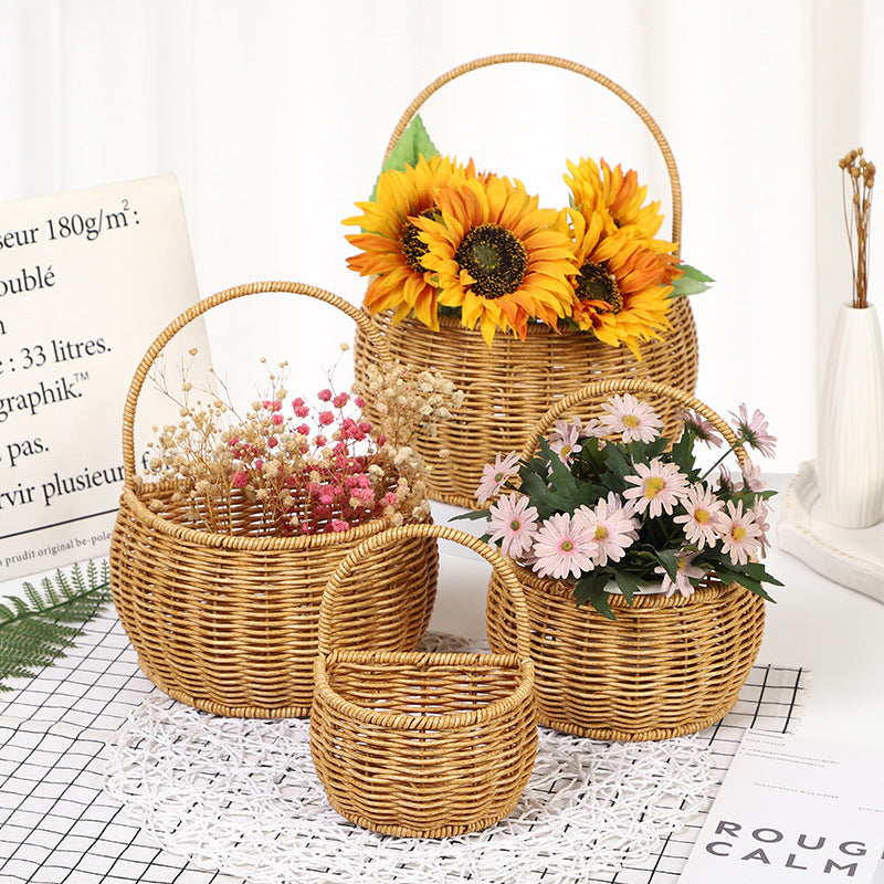 Handwoven Round Storage Basket Bowlift