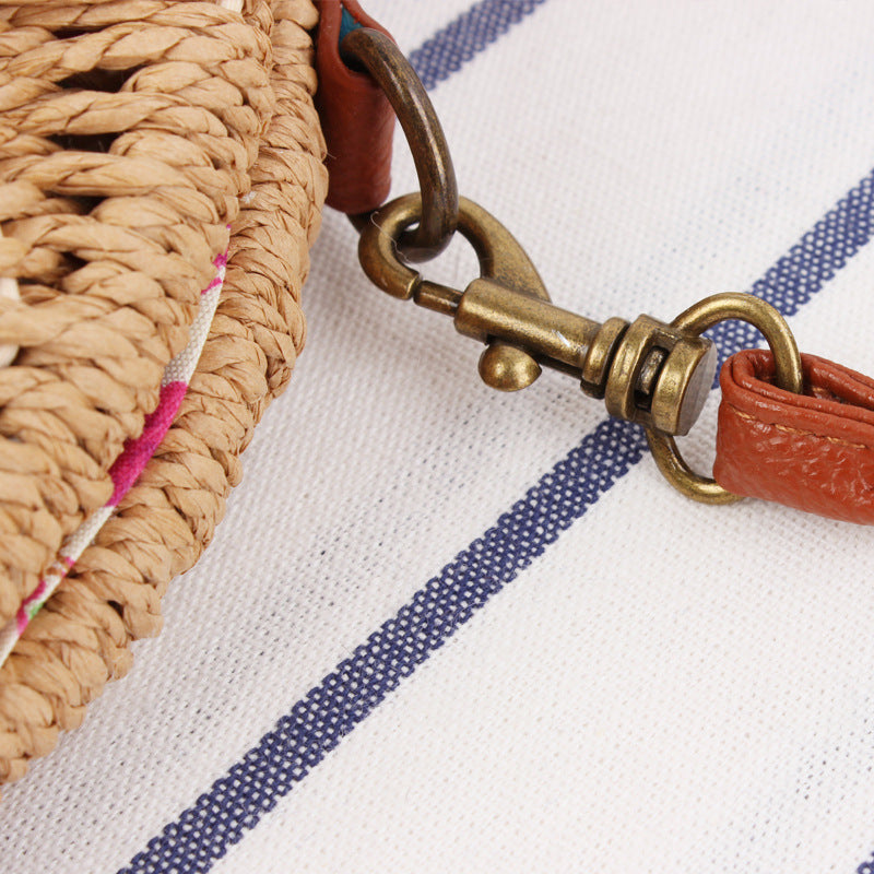Rattan Shoulder Bag In Crescent Shape Design Bowlift