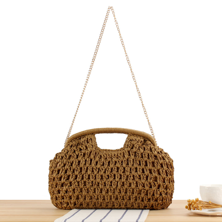 Braided handbag with elegant chain strap Bowlift