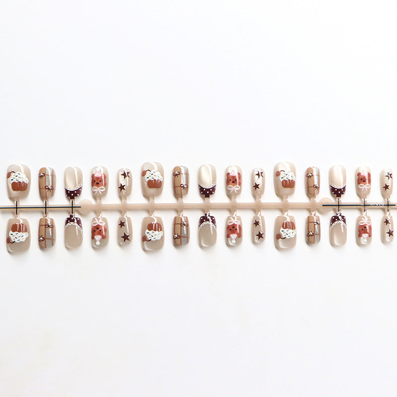 Whimsical Cupcake-Themed Press-On Nail Art Set Bowlift