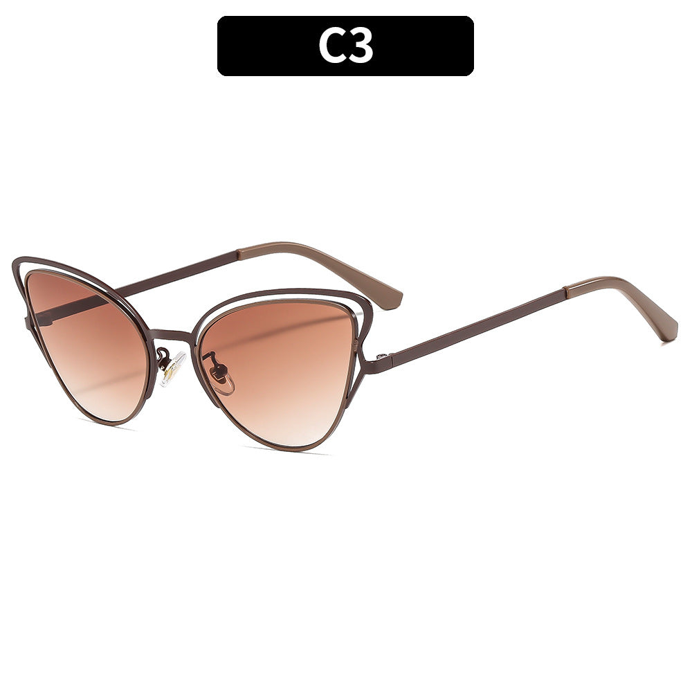 Women's Cat-Eye Sunglasses with Luxurious Metal Frame and High-Quality Gradient Lenses Bowlift