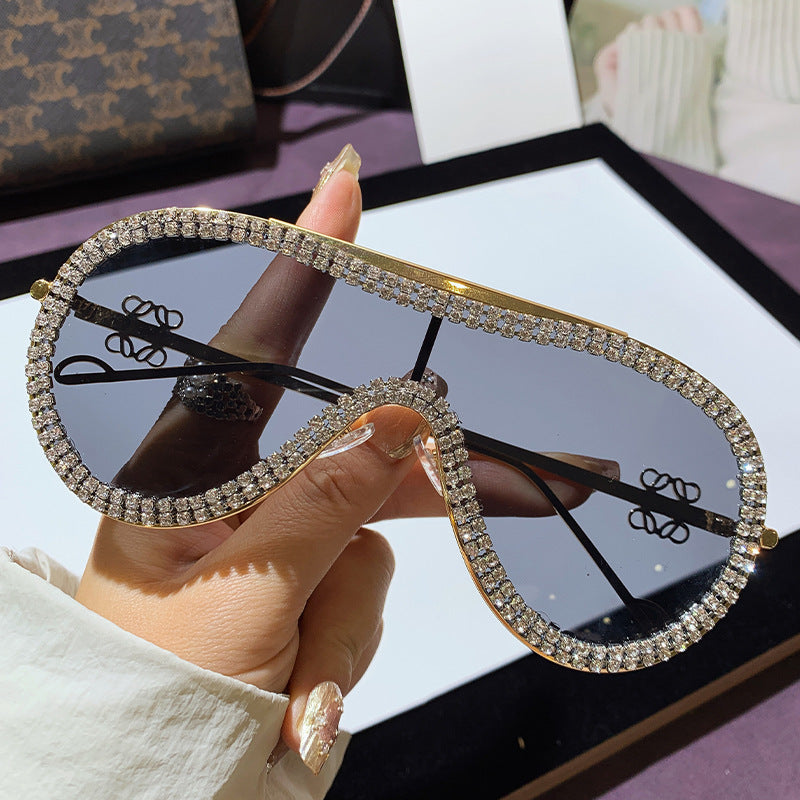 Women's Glamorous Oversized Sunglasses with Rhinestone Accents Bowlift