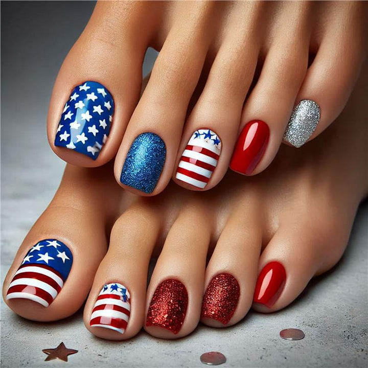 Patriotic Themed Press-On Nail Art Bowlift