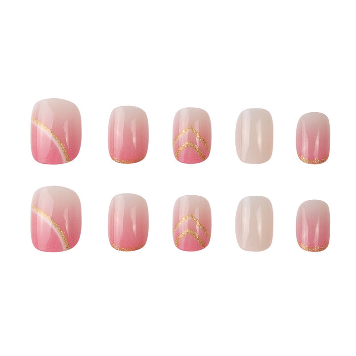 Artistic Bi-Colored Press-On Nails Bowlift
