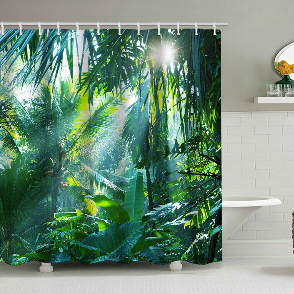Tropical Jungle Print Shower Curtain Bowlift