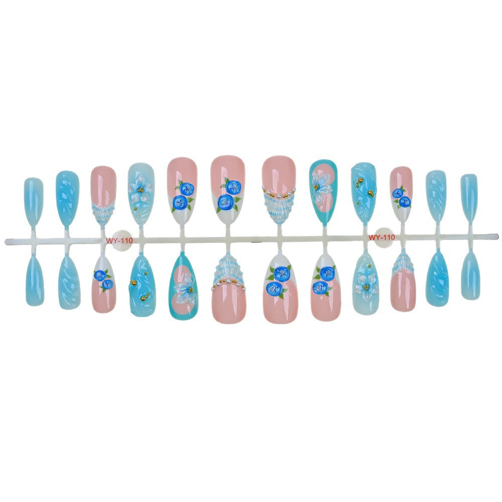 Floral Decorative Press-On Nail Set Bowlift