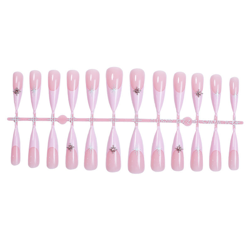 Elegant Press-On Nail Design Set with Decorative Floral Accents Bowlift