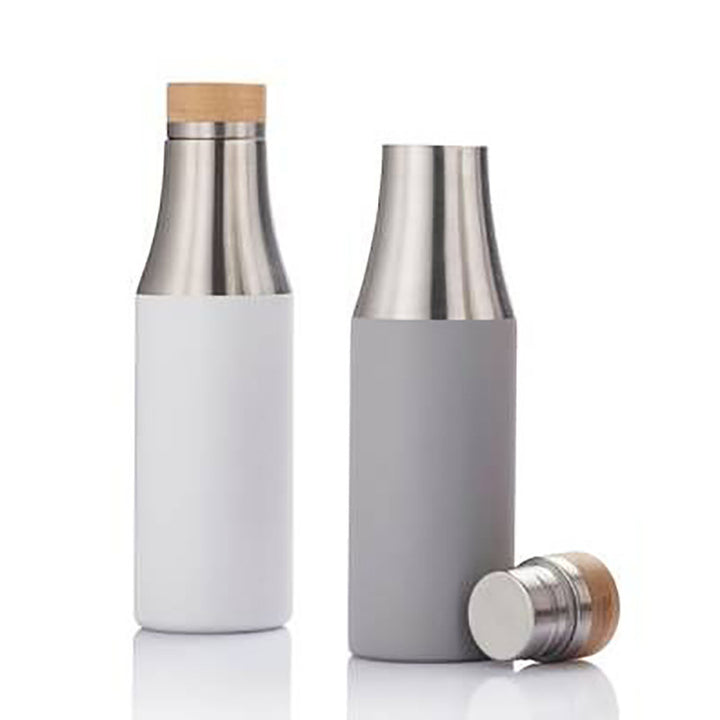 Women double-walled stainless steel drinking bottle with bamboo lid Bowlift