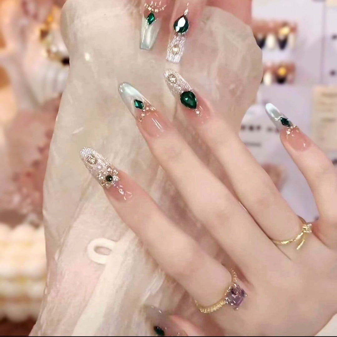 Elegant Nail Art Extensions with Pearl Accents Bowlift