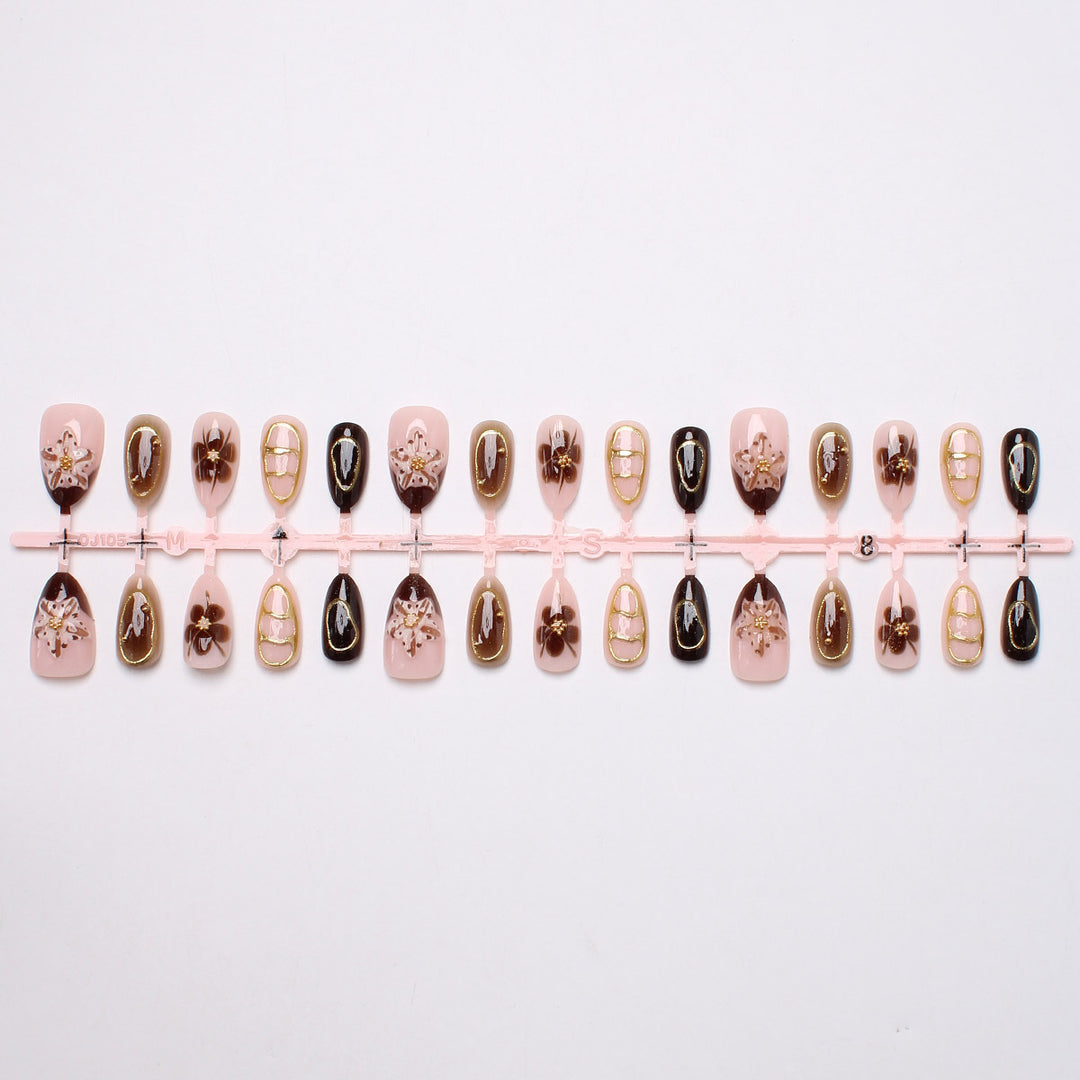 Artistic Floral Nail Art Press-On Set Bowlift
