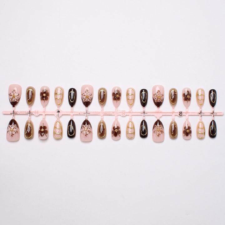 Artistic Floral Nail Art Press-On Set Bowlift