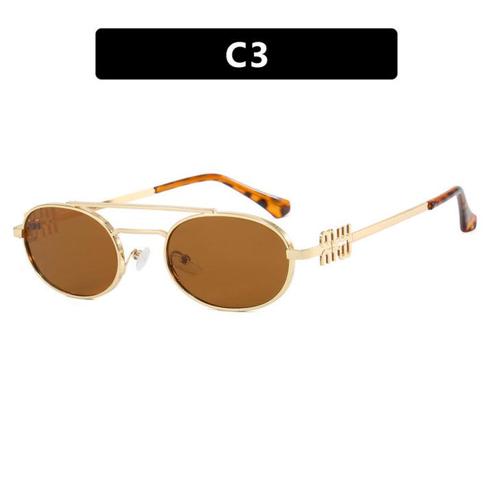Women's elegant oval sunglasses with luxurious metal frame Bowlift