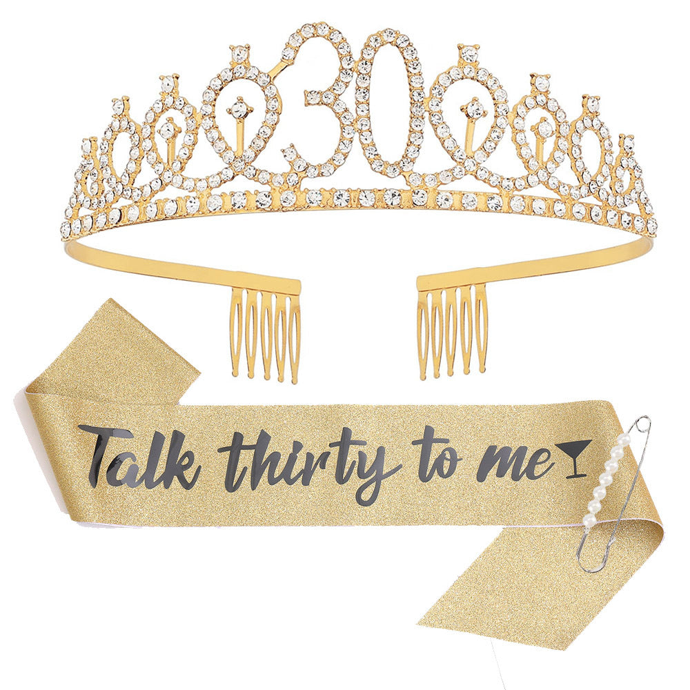 Ladies Sparkling Tiara with personalized 80th Birthday Inscription Bowlift