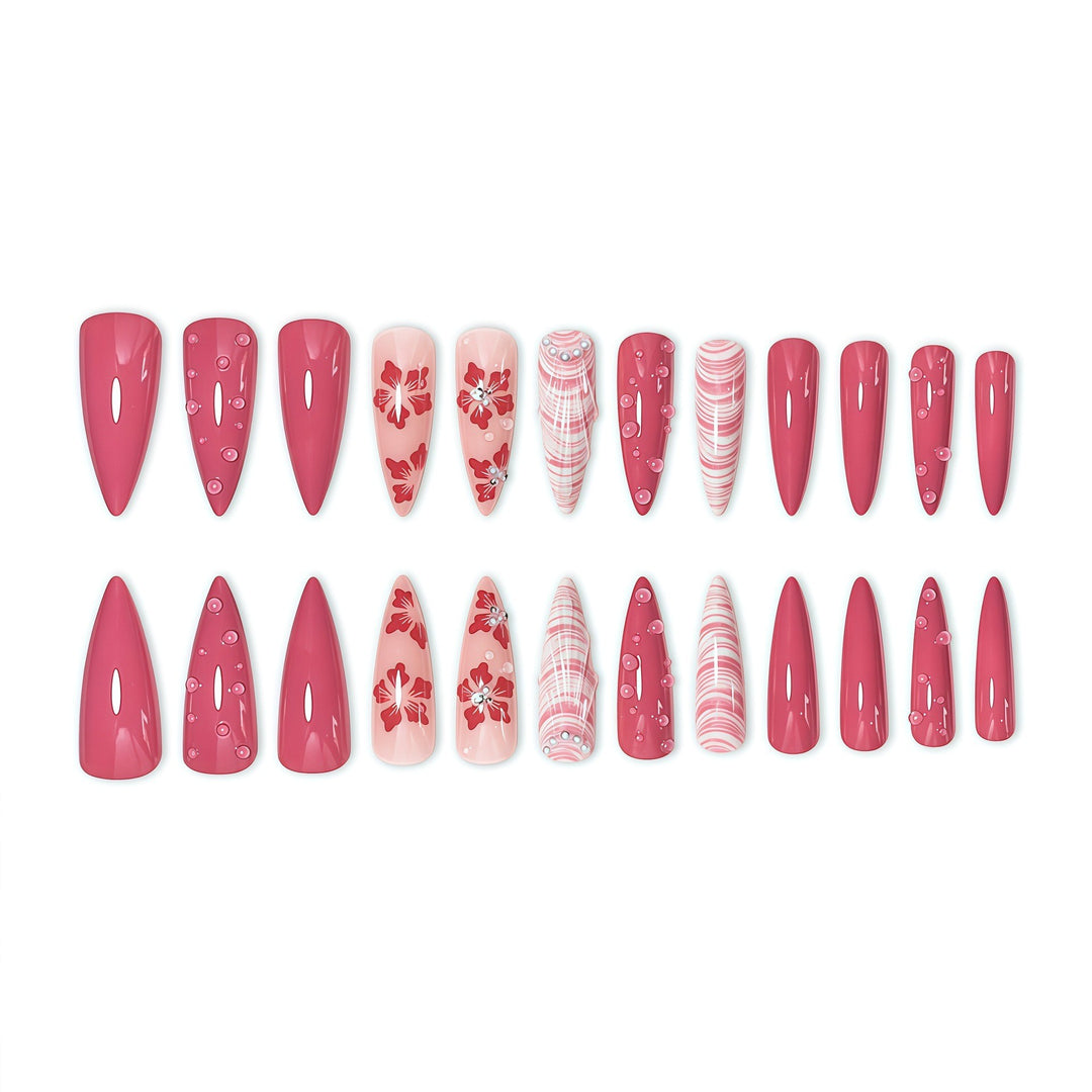 Premium Floral Stiletto Nail Enhancements Bowlift