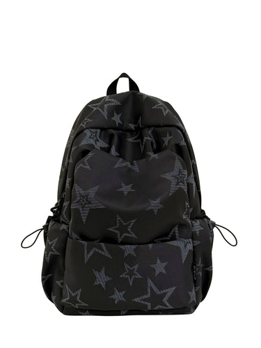 Star-Embroidered Casual School Backpack Bowlift