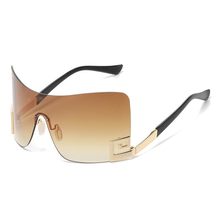 Women's Oversized Shield Sunglasses with Extravagant Design Bowlift