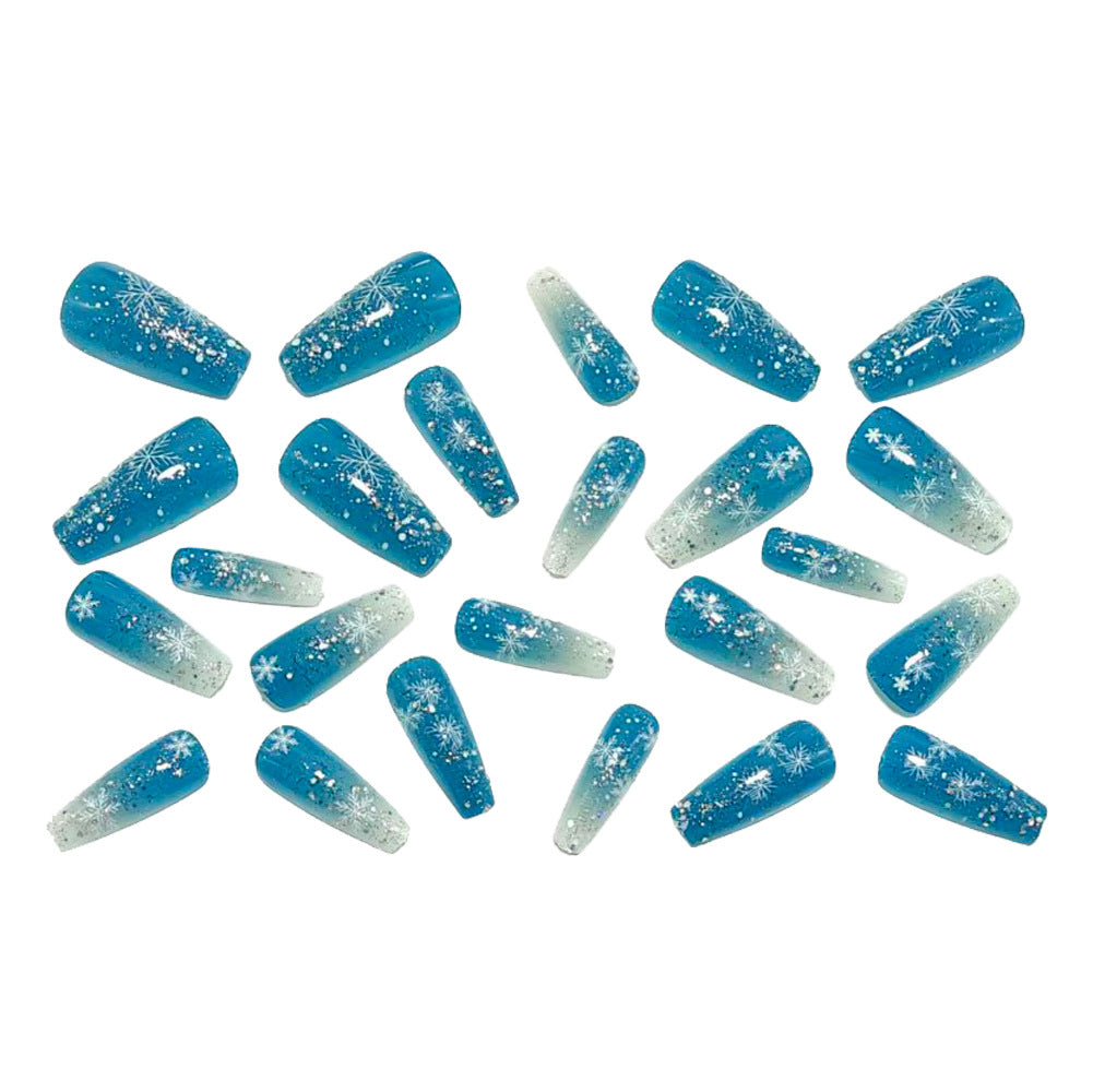 Glamorous artificial nails with winter snowflake design Bowlift