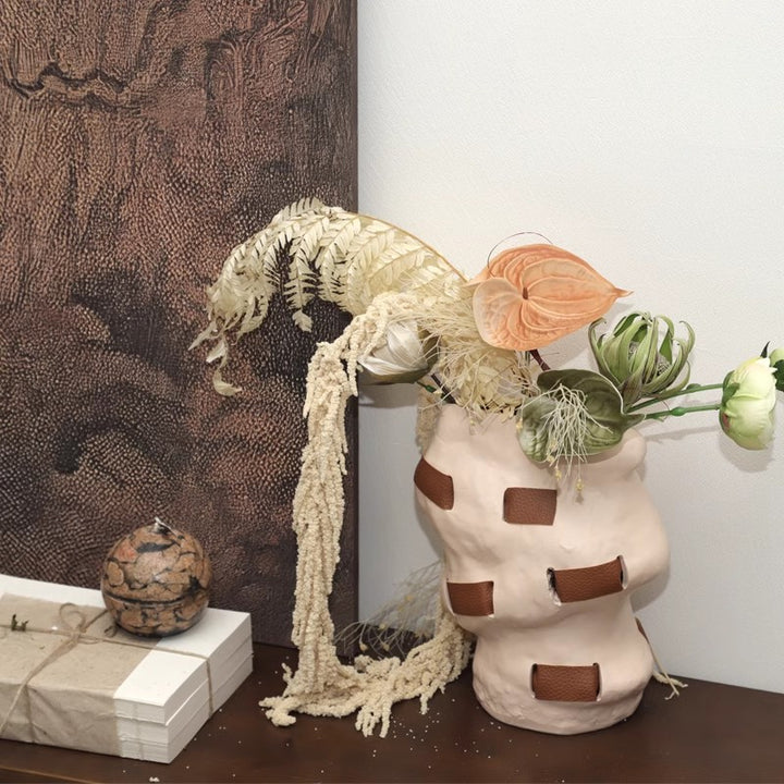 Decorative Terracotta Vase with Rope Accents