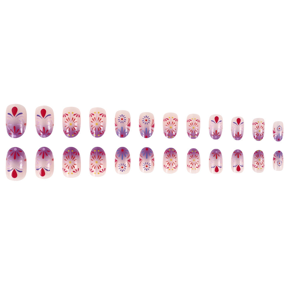 Decorative Floral Design Press-On Nails Bowlift