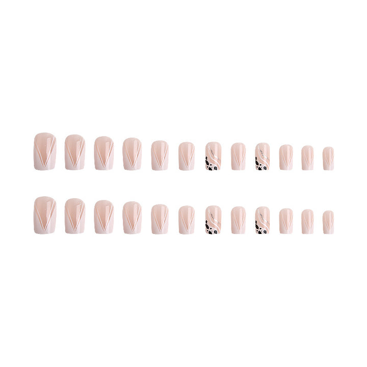 Artificial nails with elegant French design and glitter details Bowlift