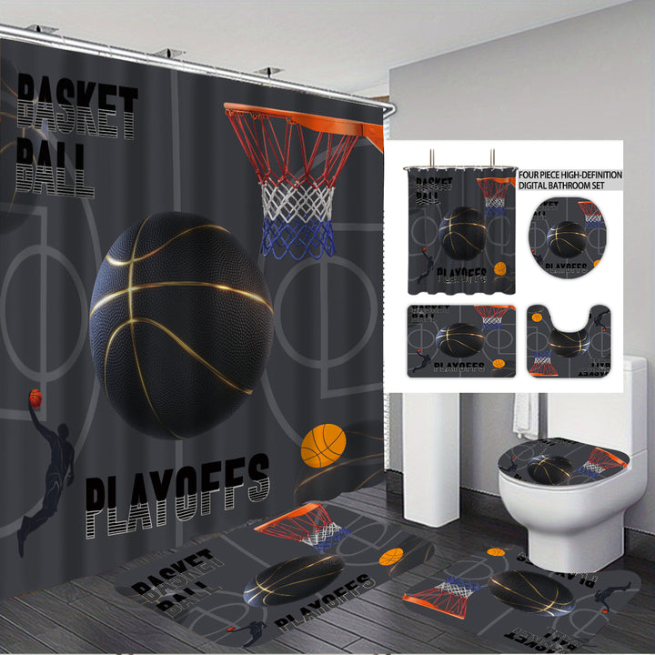 High-Definition Basketball-Themed Bathroom Décor Set Bowlift