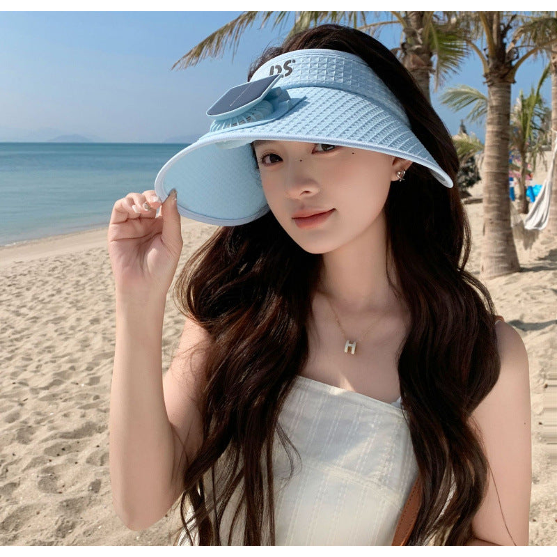 adjustable sun visor with integrated mini fan and UV protection Bowlift