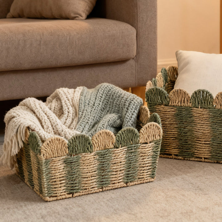 Handcrafted decorative basket with wave edge Bowlift