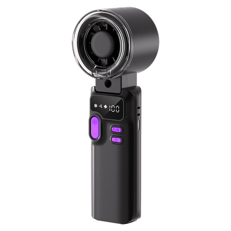 Cooling rechargeable handheld digital display misting mini fan with adjustable tilt and USB-C charging Bowlift