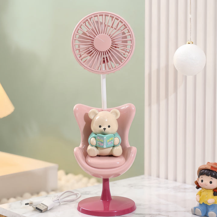 Women's Portable Mini Fan with Fun Bear Design Bowlift