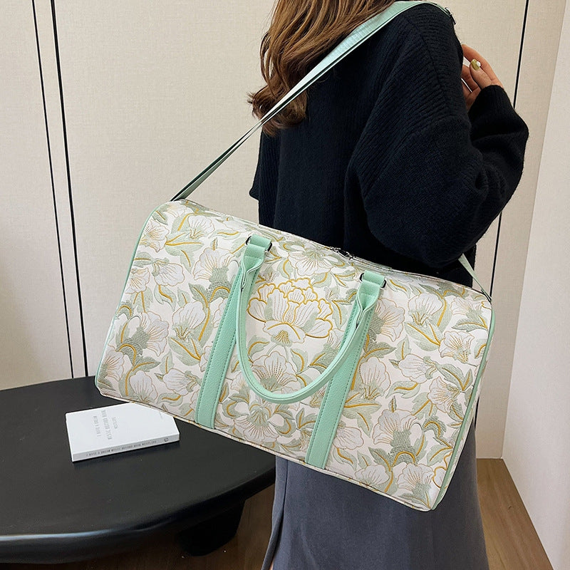 Elegant Floral Print Travel Duffle Bag Bowlift