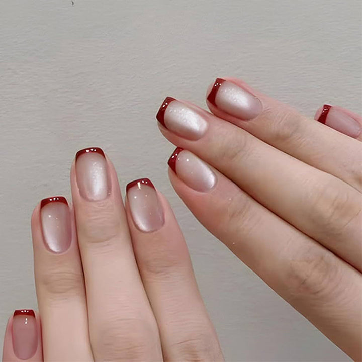 Elegant Ombre French Tip Press-On Nails Bowlift